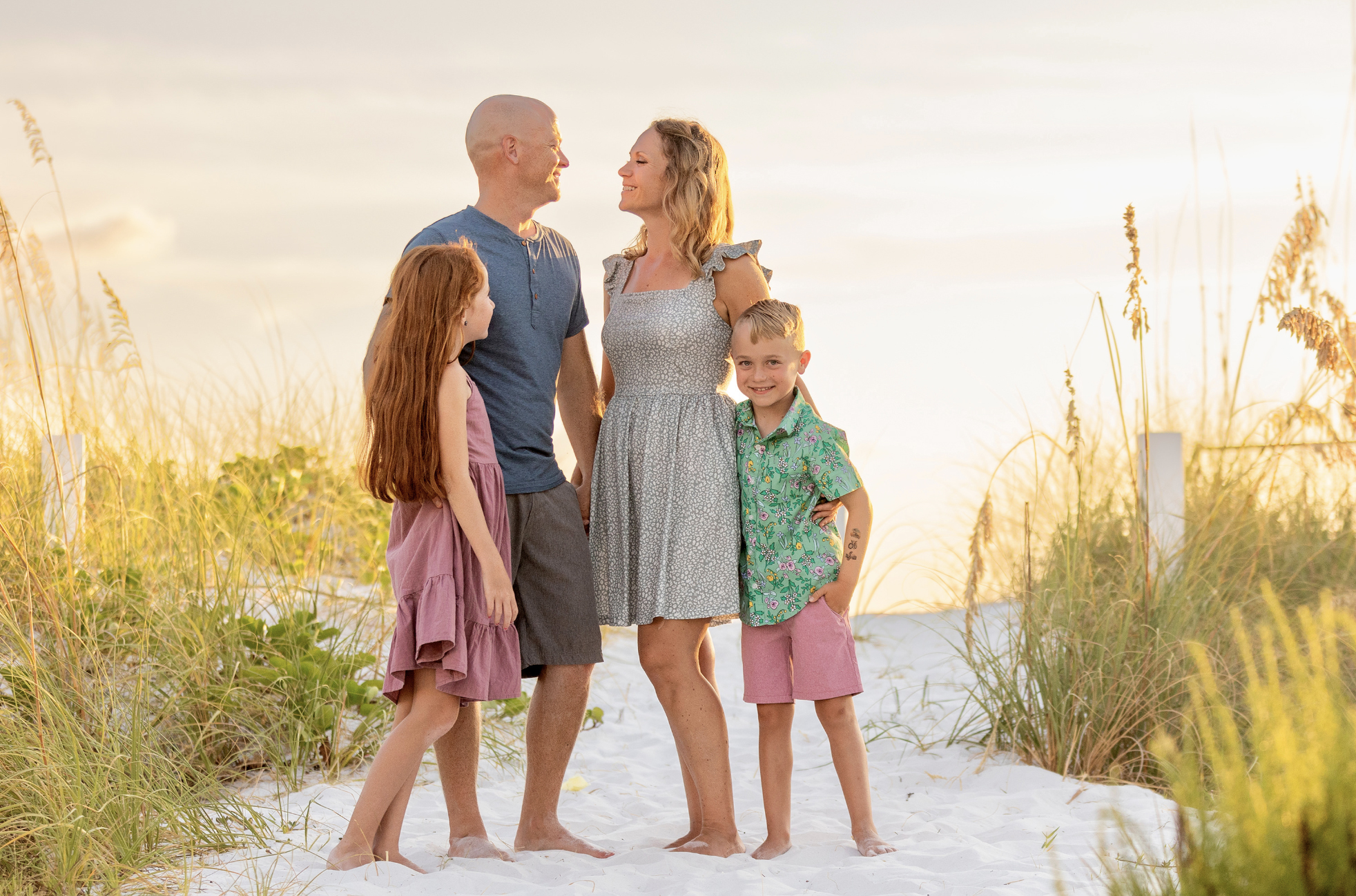 family portrait at sunset on siesta key